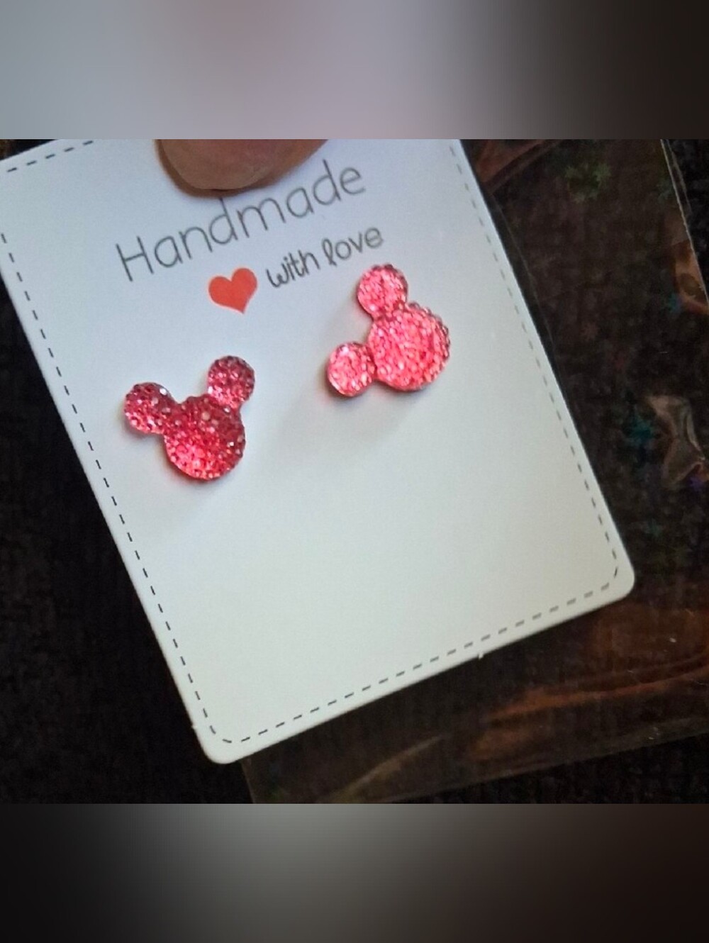 $8 Each Or Bundle 5/$20 Handmade Hot Pink Shiny Mickey Mouse Stud Earrings